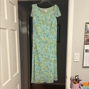 LOFT Mint Floral Maxi Dress